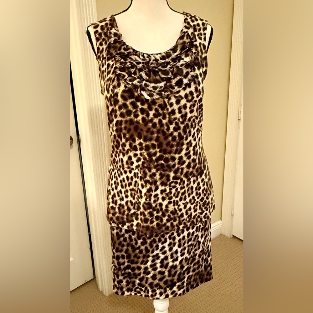 Alfani Brown & Black Leopard Midi Pencil Skirt, Sz 8P - Picture 7 of 7